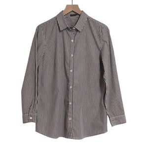 J. McLaughlin Button Up Shirt Large Gray White Stripe